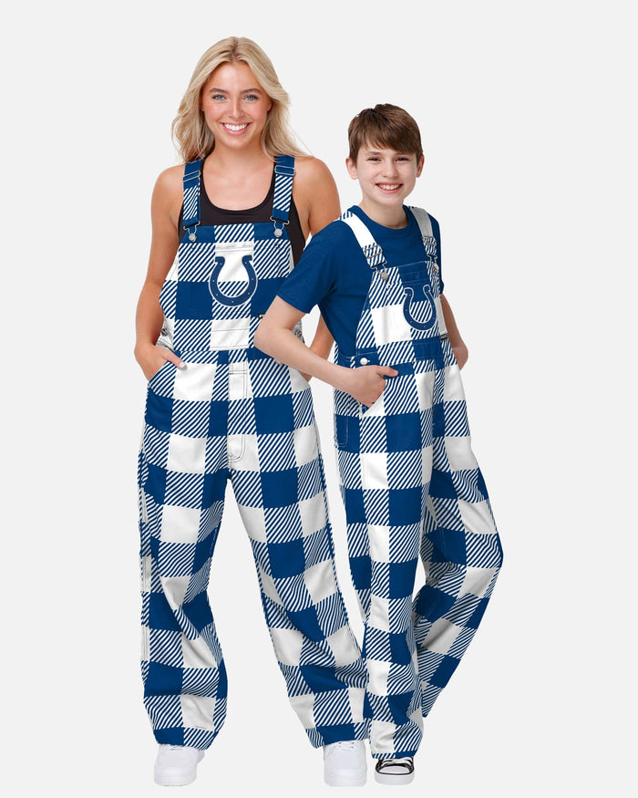 Indianapolis Colts Buffalo Youth Plaid Bib Overalls FOCO - FOCO.com