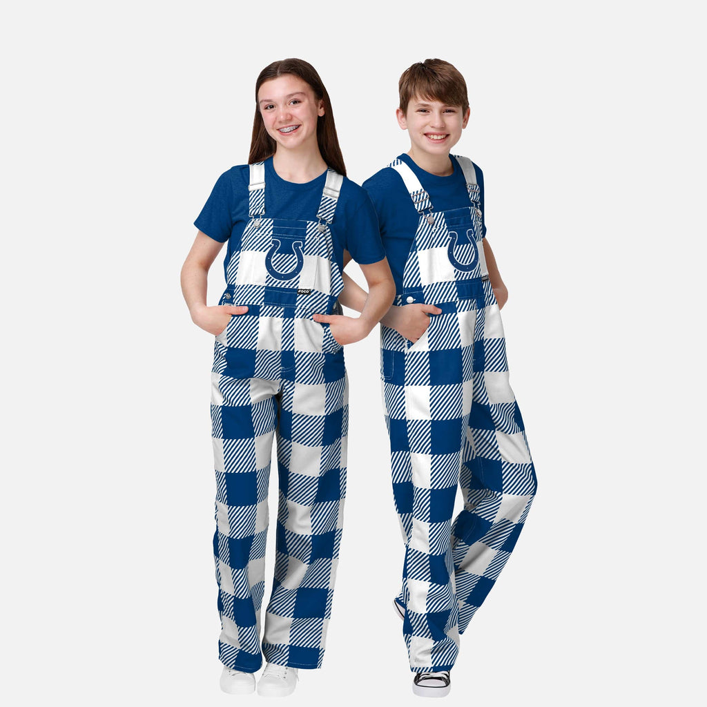 Indianapolis Colts Buffalo Youth Plaid Bib Overalls FOCO 8 (S) - FOCO.com