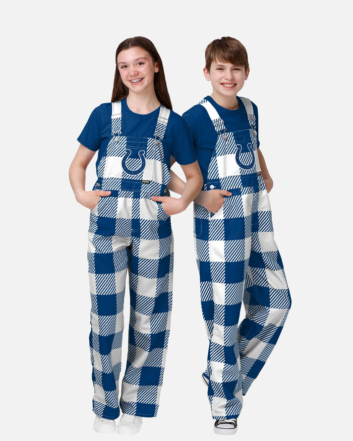 Indianapolis Colts Buffalo Youth Plaid Bib Overalls FOCO 8 (S) - FOCO.com