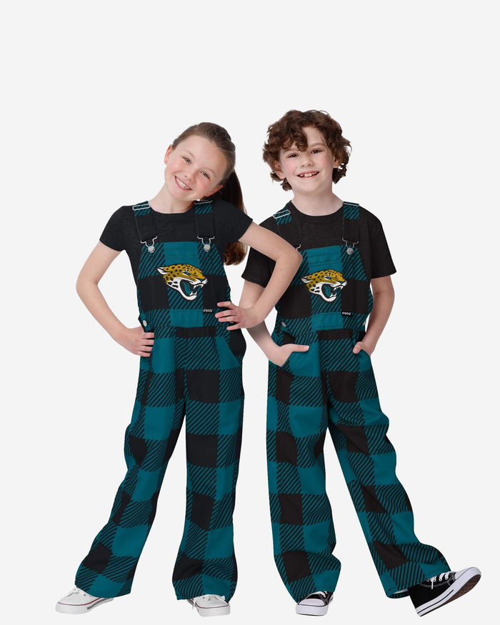 Jacksonville Jaguars Buffalo Youth Plaid Bib Overalls FOCO 8 (S) - FOCO.com