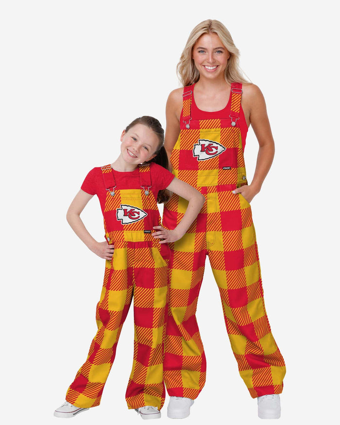 Kansas City Chiefs Youth Plaid Bib Overalls FOCO - FOCO.com