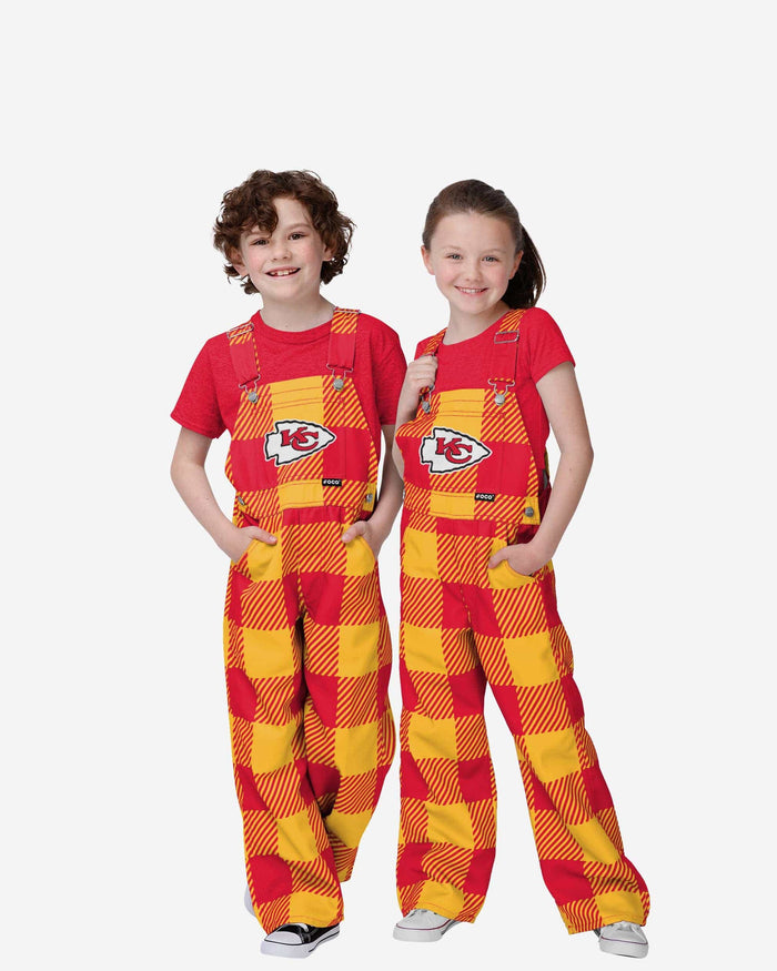 Kansas City Chiefs Youth Plaid Bib Overalls FOCO 8 (S) - FOCO.com