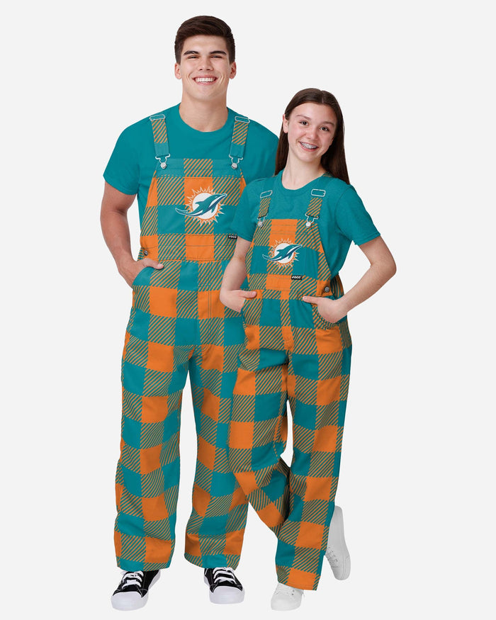 Miami Dolphins Youth Plaid Bib Overalls FOCO - FOCO.com