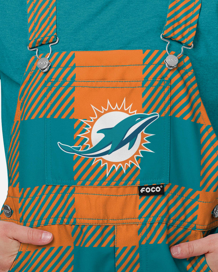 Miami Dolphins Youth Plaid Bib Overalls FOCO - FOCO.com