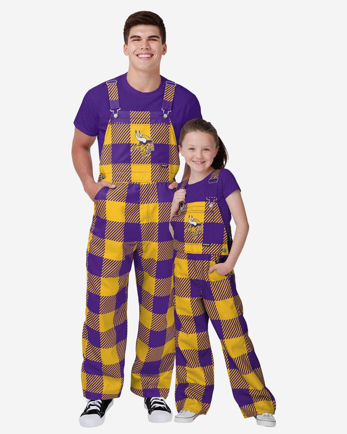 Minnesota Vikings Youth Plaid Bib Overalls FOCO - FOCO.com