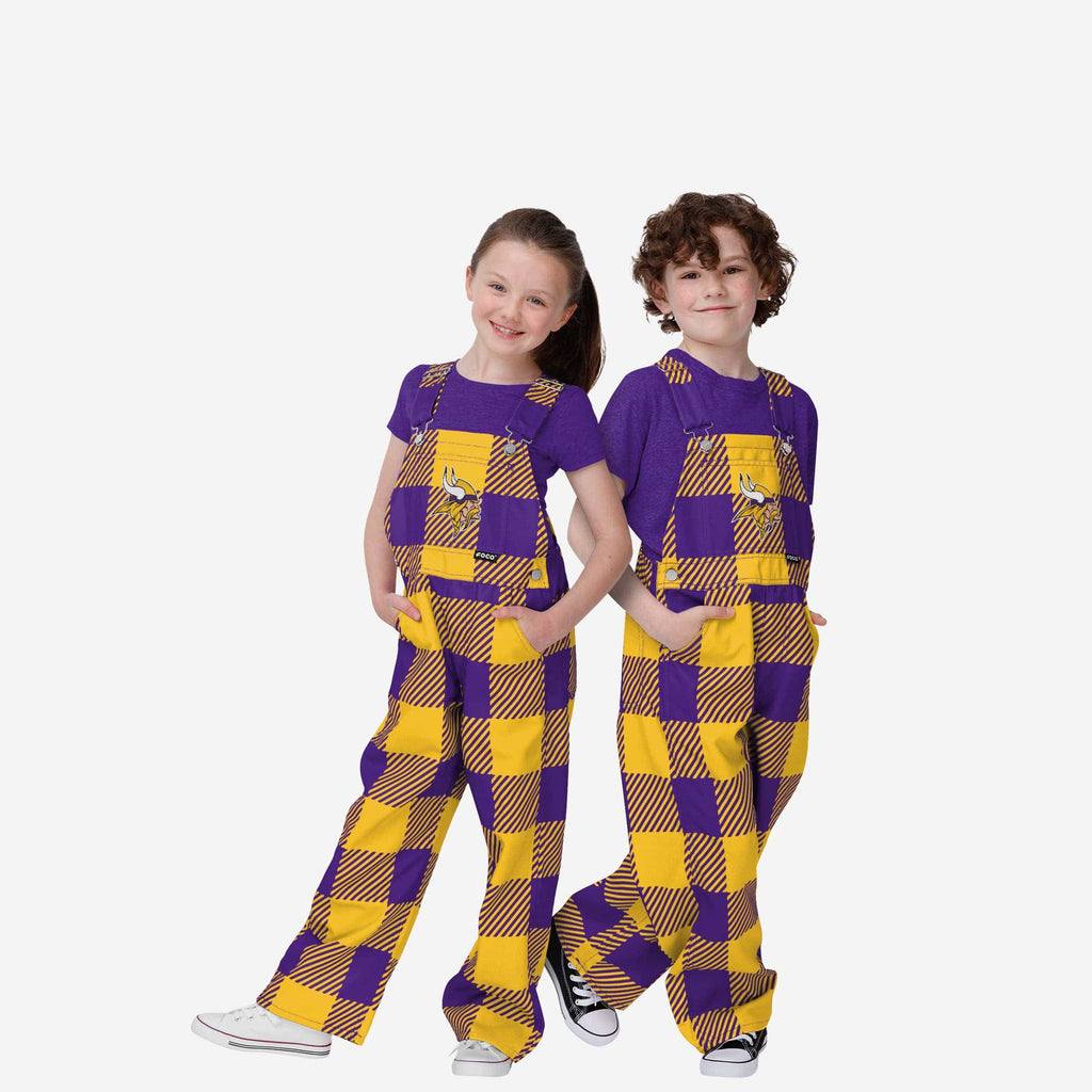 Minnesota Vikings Youth Plaid Bib Overalls FOCO 8 (S) - FOCO.com