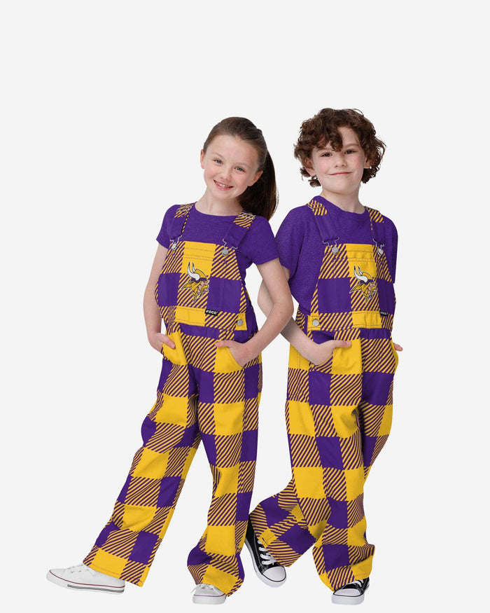 Minnesota Vikings Youth Plaid Bib Overalls FOCO 8 (S) - FOCO.com