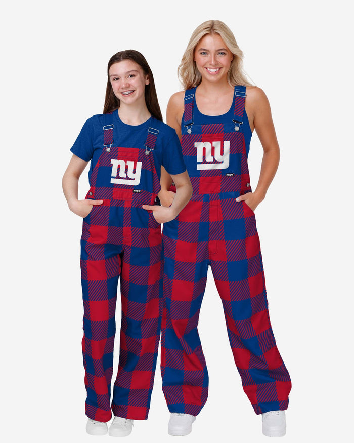 New York Giants Youth Plaid Bib Overalls FOCO - FOCO.com