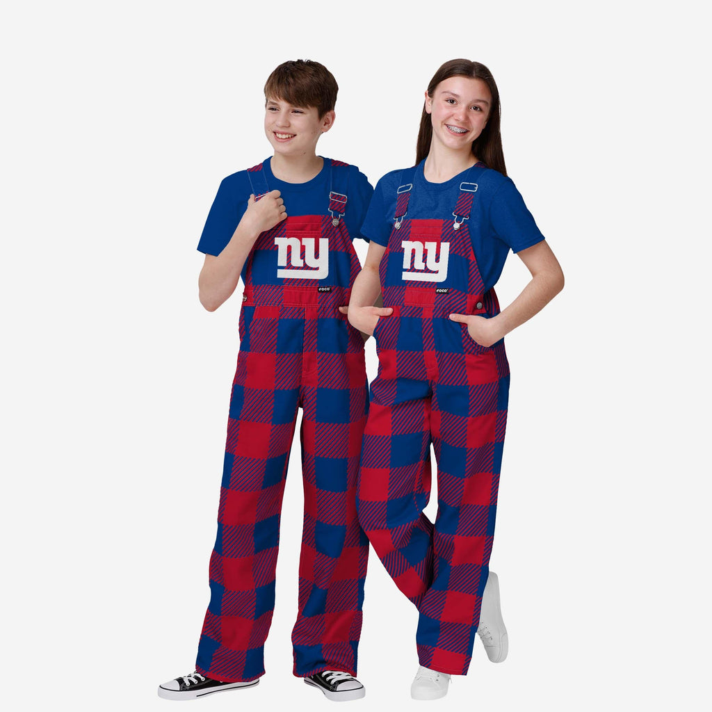 New York Giants Youth Plaid Bib Overalls FOCO 8 (S) - FOCO.com