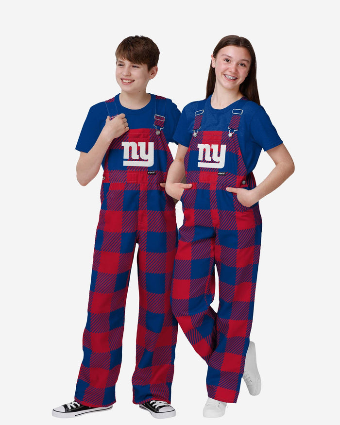 New York Giants Youth Plaid Bib Overalls FOCO 8 (S) - FOCO.com