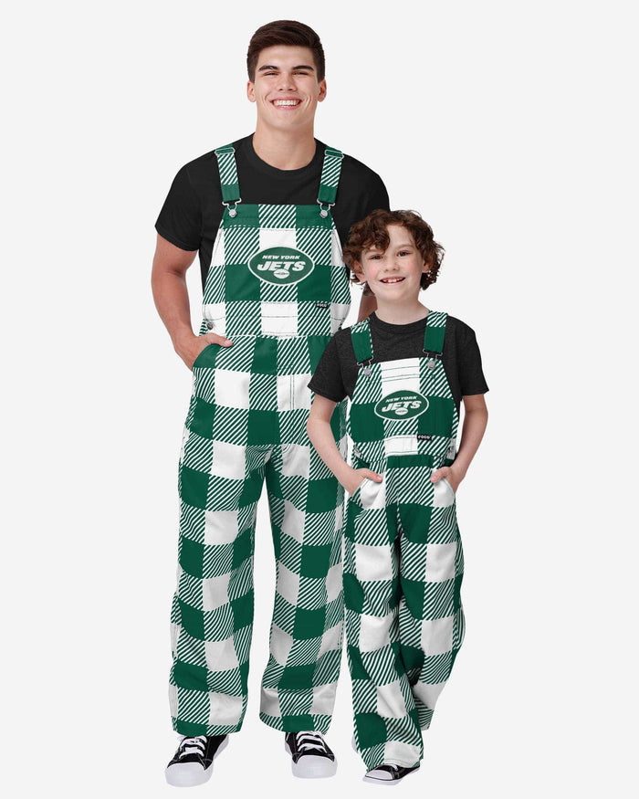 New York Jets Youth Plaid Bib Overalls FOCO - FOCO.com