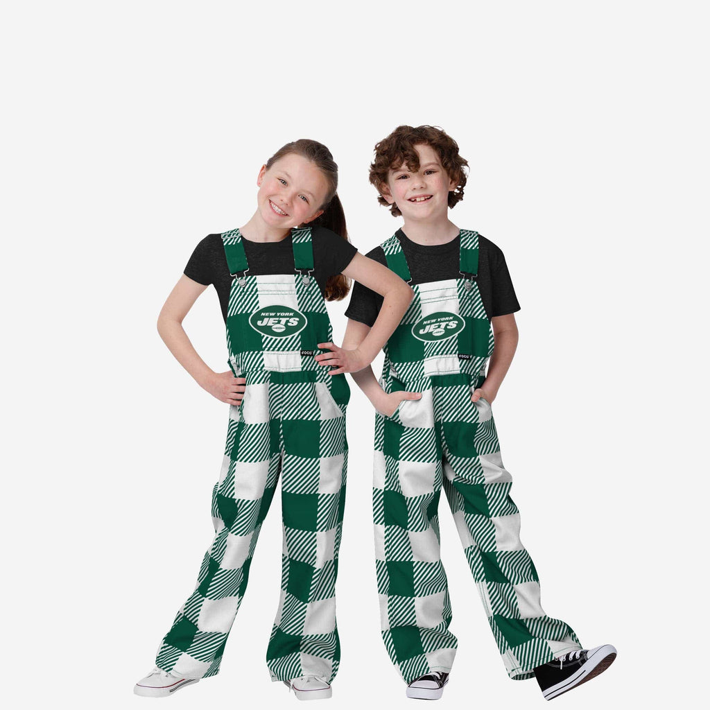 New York Jets Youth Plaid Bib Overalls FOCO 8 (S) - FOCO.com