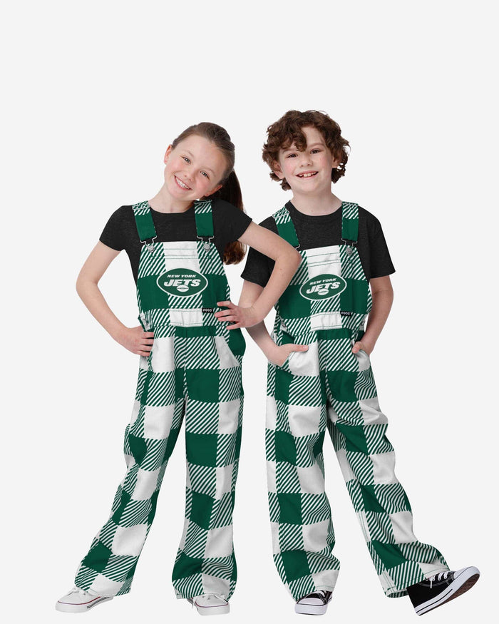 New York Jets Youth Plaid Bib Overalls FOCO 8 (S) - FOCO.com