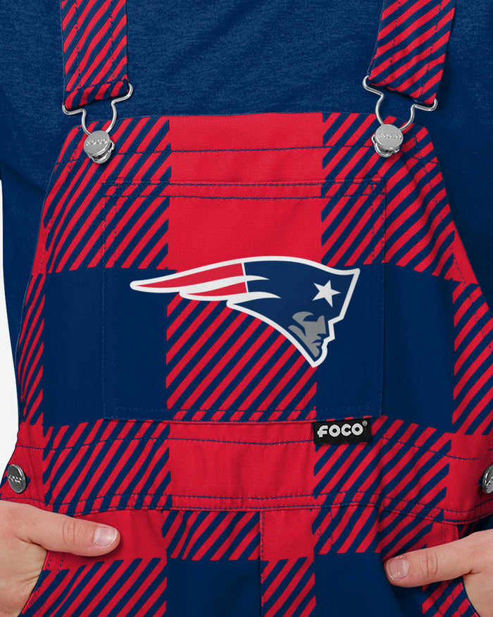 New England Patriots Buffalo Youth Plaid Bib Overalls FOCO - FOCO.com