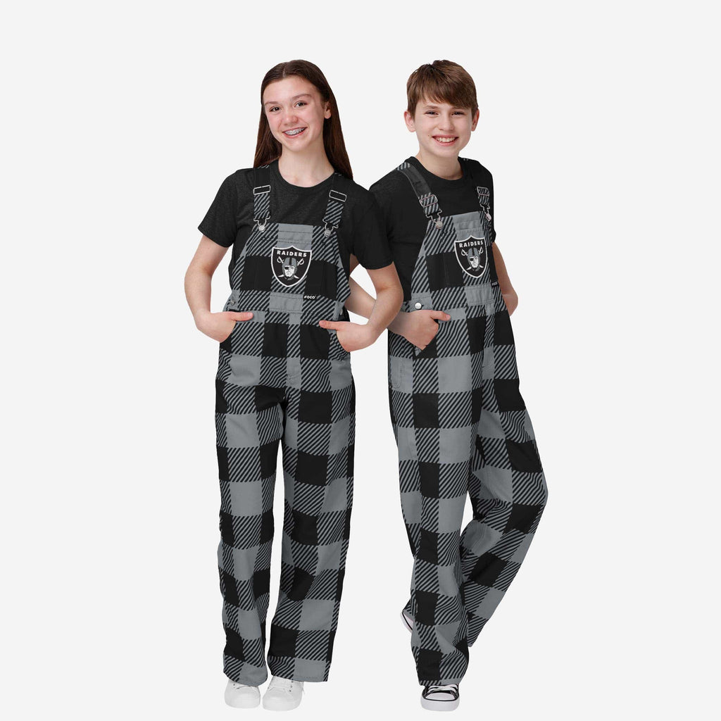 Las Vegas Raiders Youth Plaid Bib Overalls FOCO 8 (S) - FOCO.com