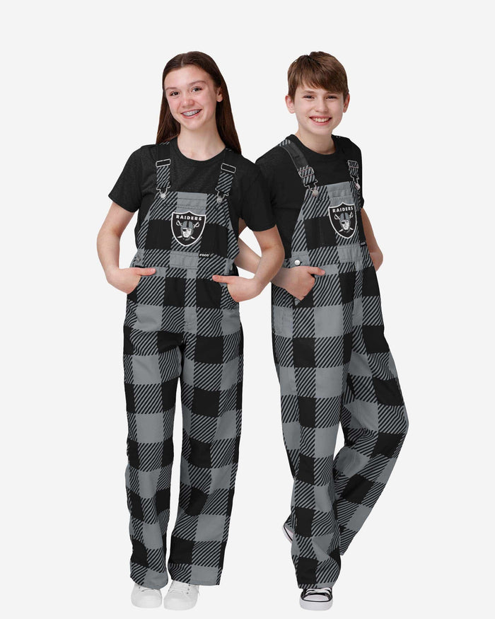 Las Vegas Raiders Youth Plaid Bib Overalls FOCO 8 (S) - FOCO.com