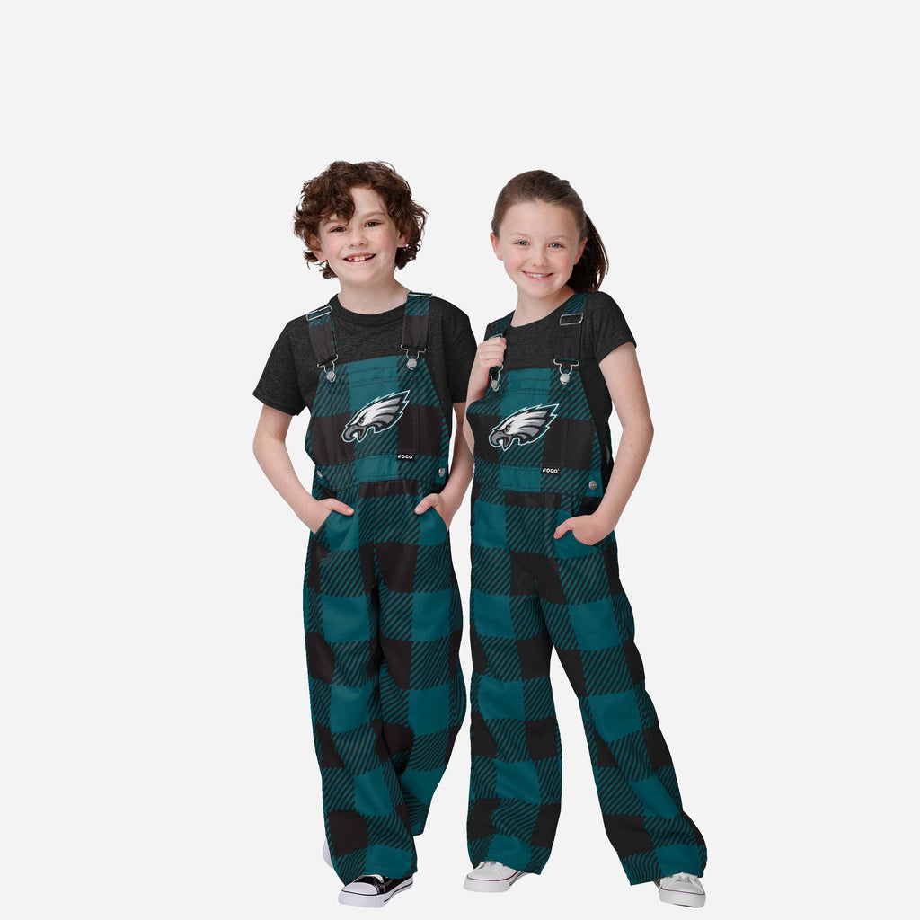 Philadelphia Eagles Youth Plaid Bib Overalls FOCO 8 (S) - FOCO.com