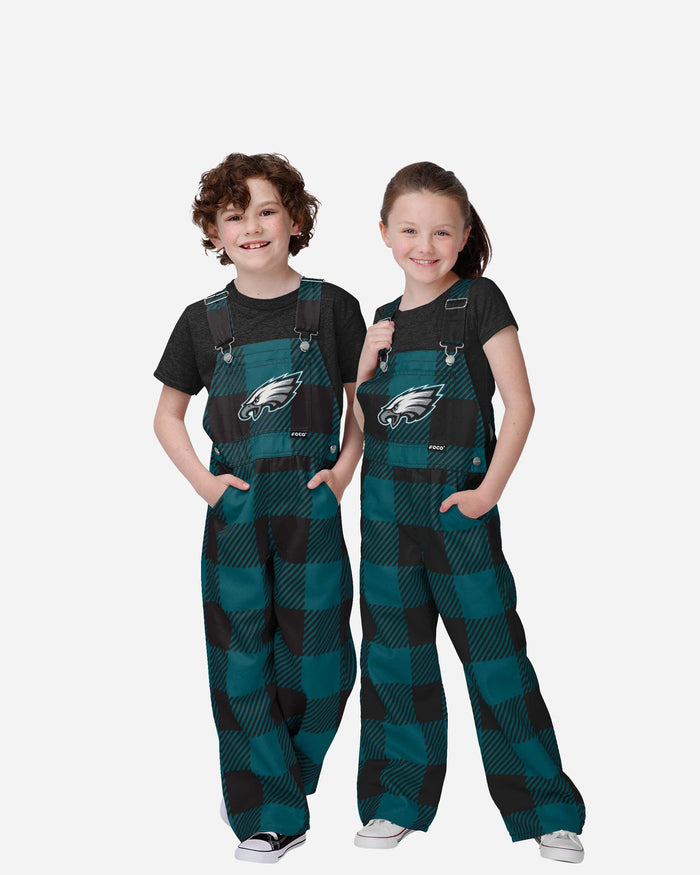 Philadelphia Eagles Youth Plaid Bib Overalls FOCO 8 (S) - FOCO.com