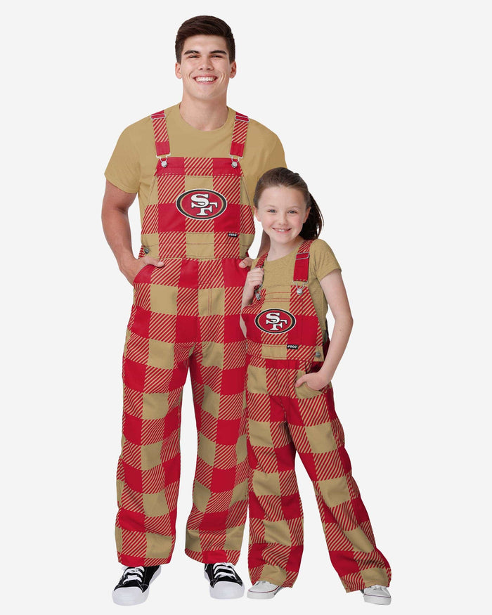 San Francisco 49ers Youth Plaid Bib Overalls FOCO - FOCO.com