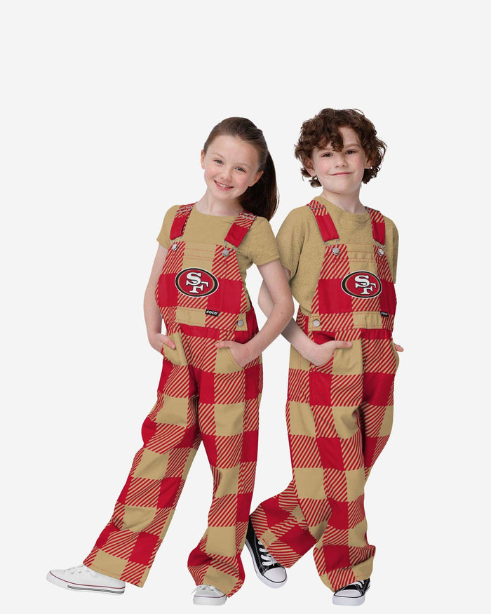 San Francisco 49ers Youth Plaid Bib Overalls FOCO 8 (S) - FOCO.com