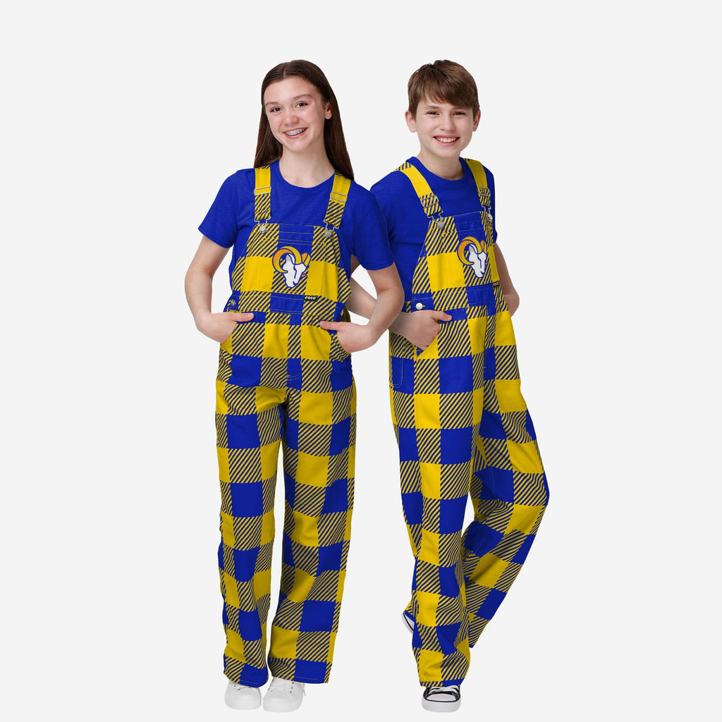 Los Angeles Rams Buffalo Youth Plaid Bib Overalls FOCO 8 (S) - FOCO.com