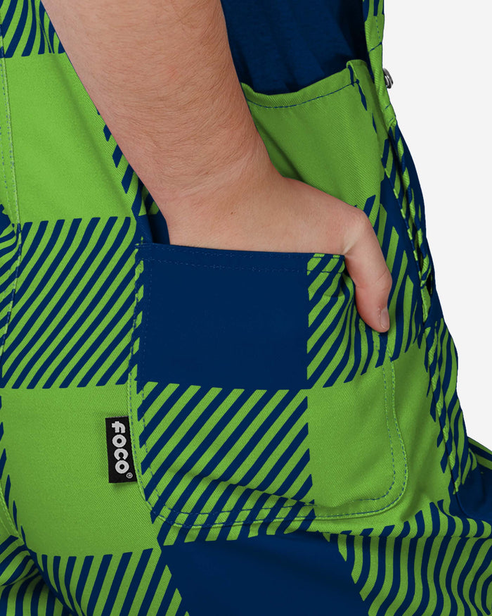 Seattle Seahawks Youth Plaid Bib Overalls FOCO - FOCO.com