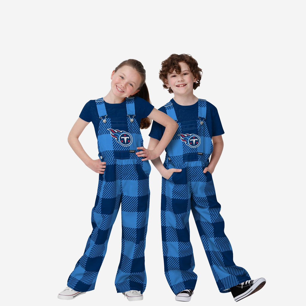 Tennessee Titans Buffalo Youth Plaid Bib Overalls FOCO 8 (S) - FOCO.com