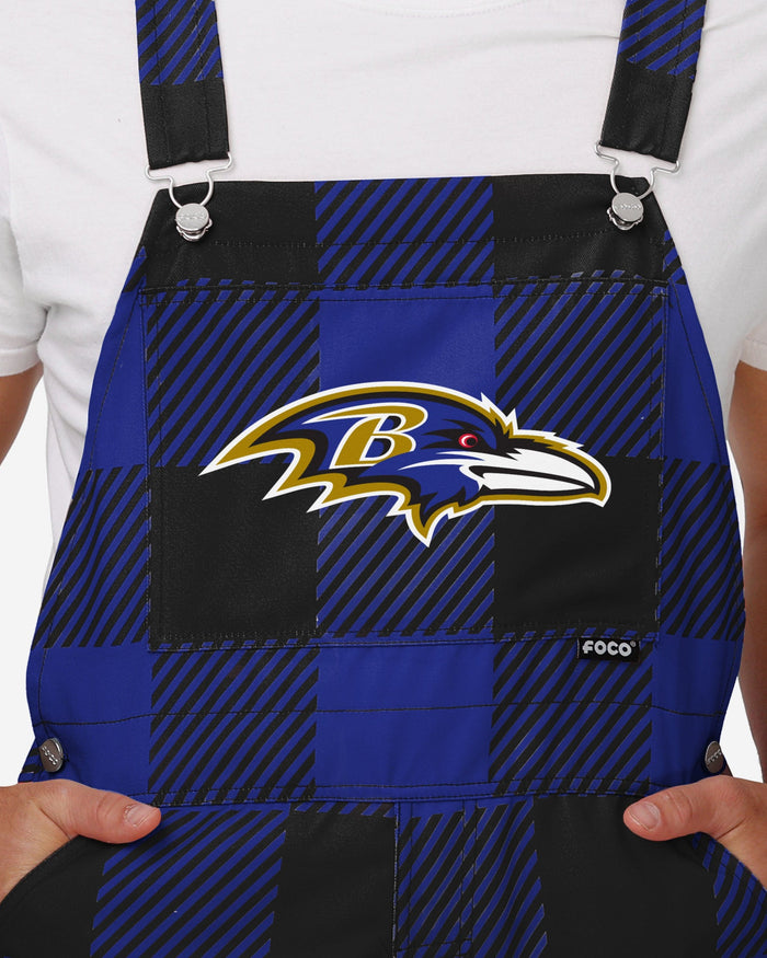 Baltimore Ravens Mens Plaid Bib Overalls FOCO - FOCO.com