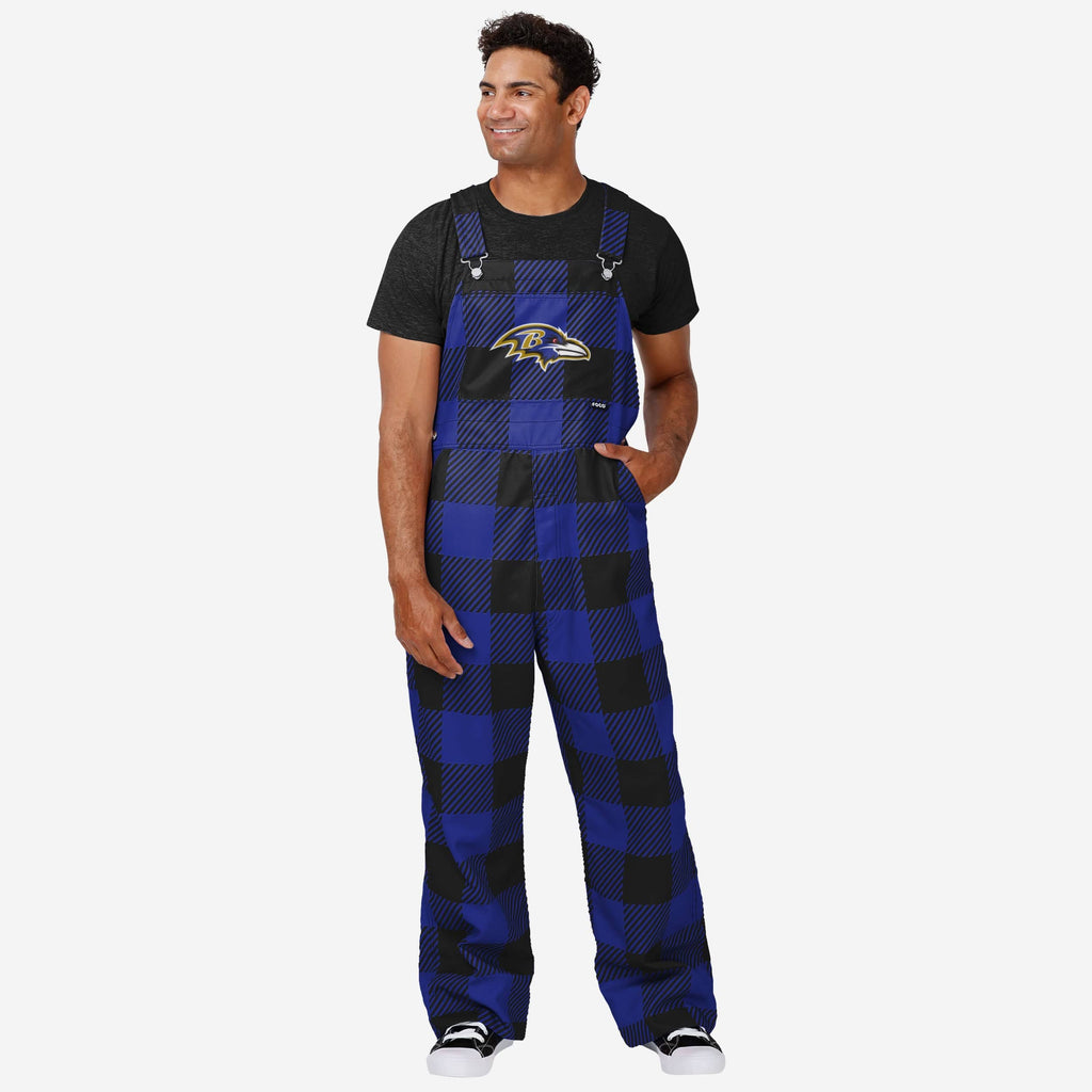 Baltimore Ravens Mens Plaid Bib Overalls FOCO S - FOCO.com