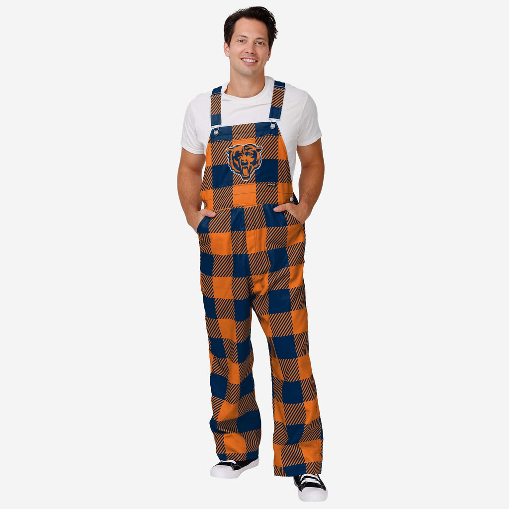 Chicago Bears Mens Plaid Bib Overalls FOCO S - FOCO.com