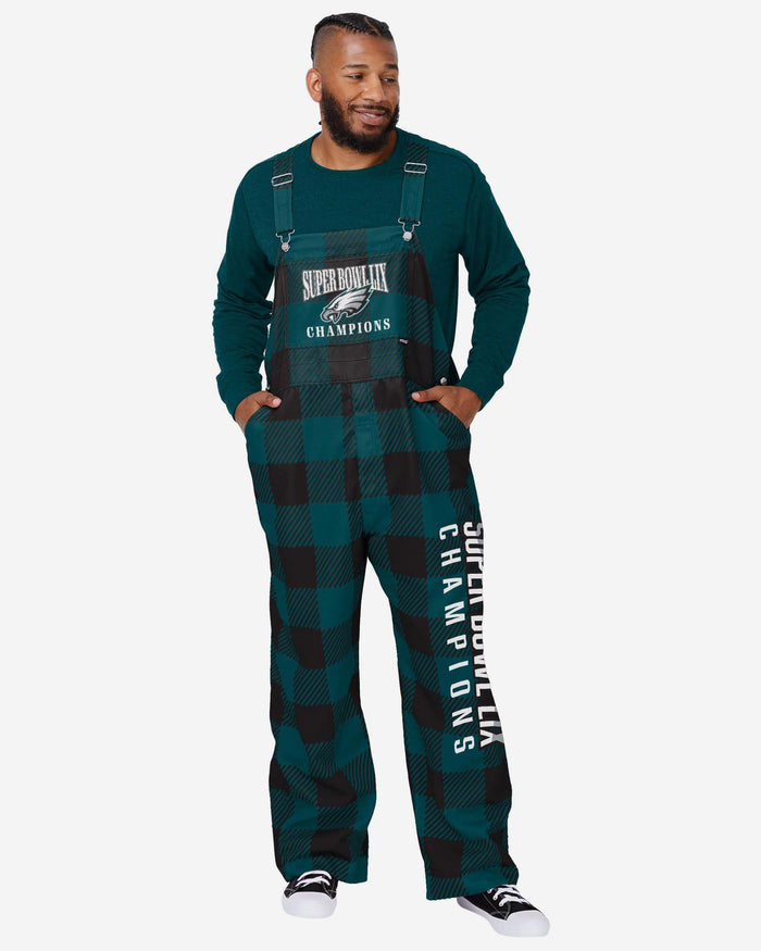 Philadelphia Eagles Super Bowl LIX Champions Plaid Bib Overalls FOCO S - FOCO.com