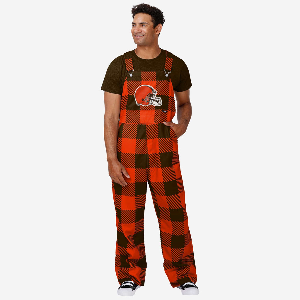 Cleveland Browns Mens Plaid Bib Overalls FOCO S - FOCO.com