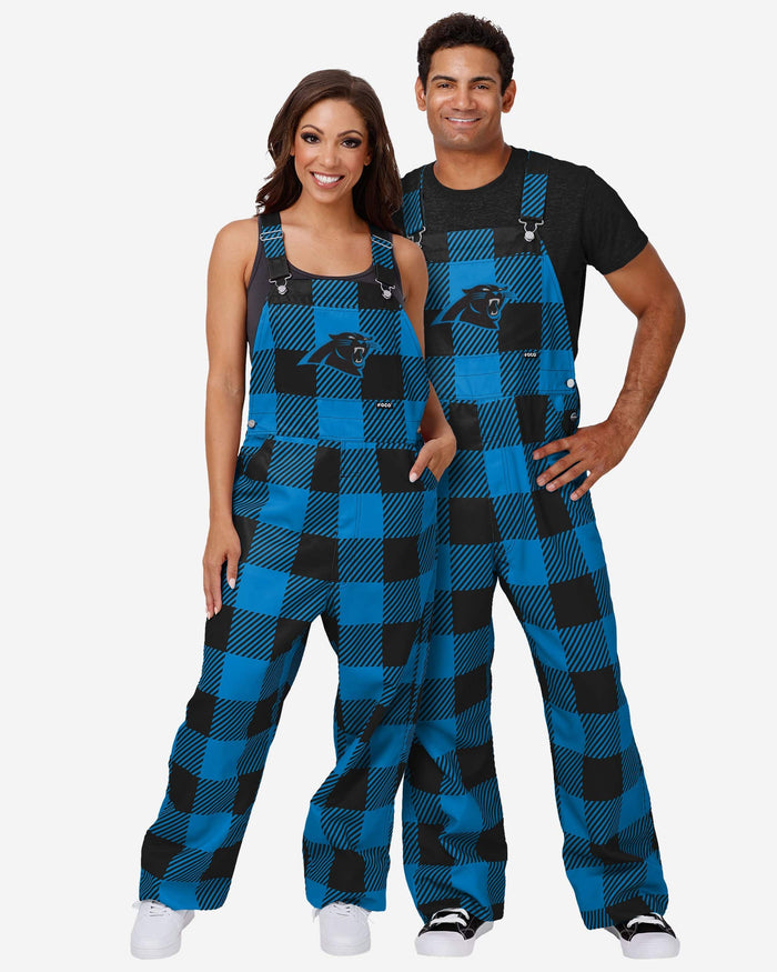 Carolina Panthers Mens Plaid Bib Overalls FOCO - FOCO.com