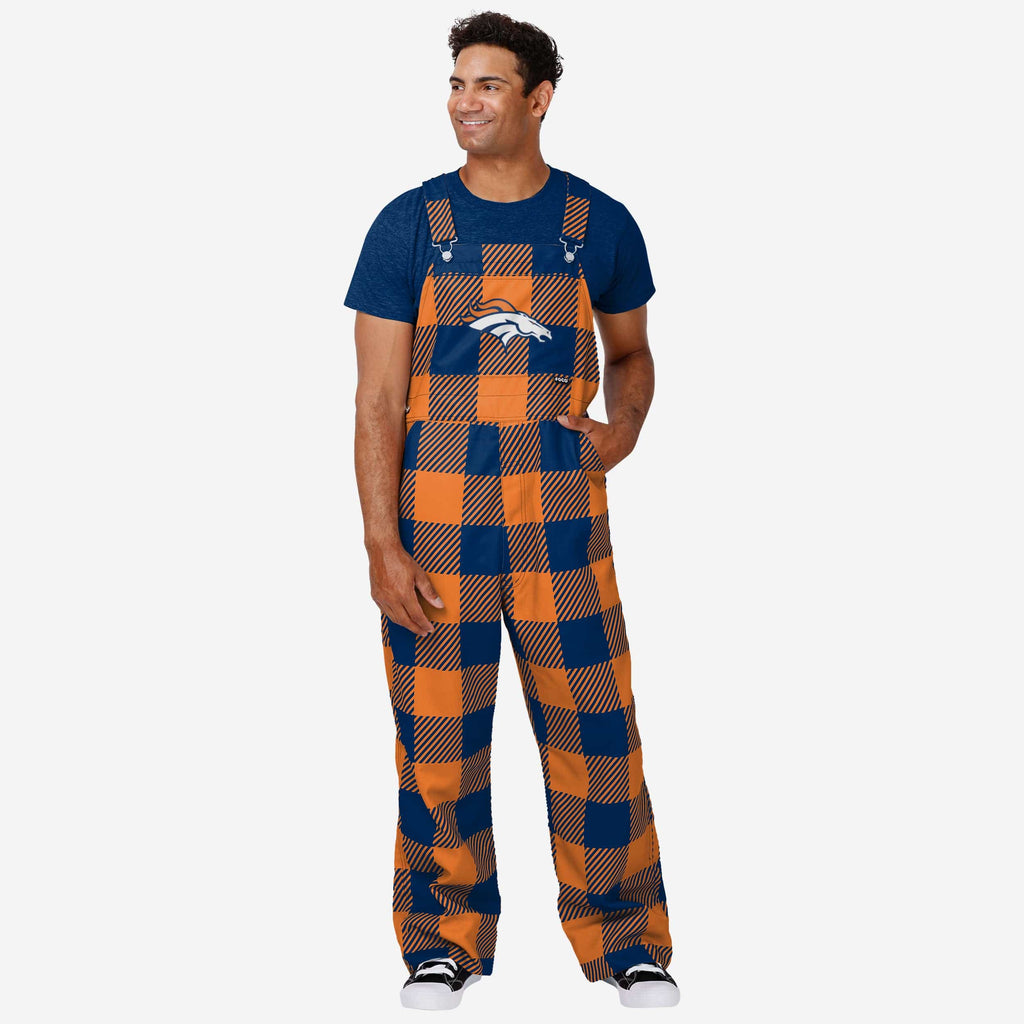 Denver Broncos Mens Plaid Bib Overalls FOCO S - FOCO.com