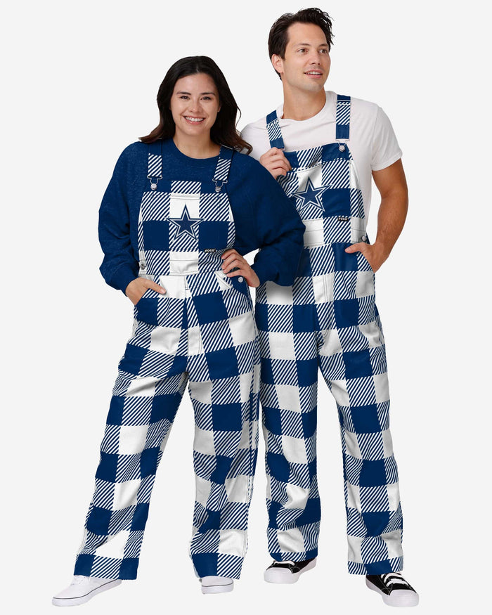 Dallas Cowboys Mens Plaid Bib Overalls FOCO - FOCO.com