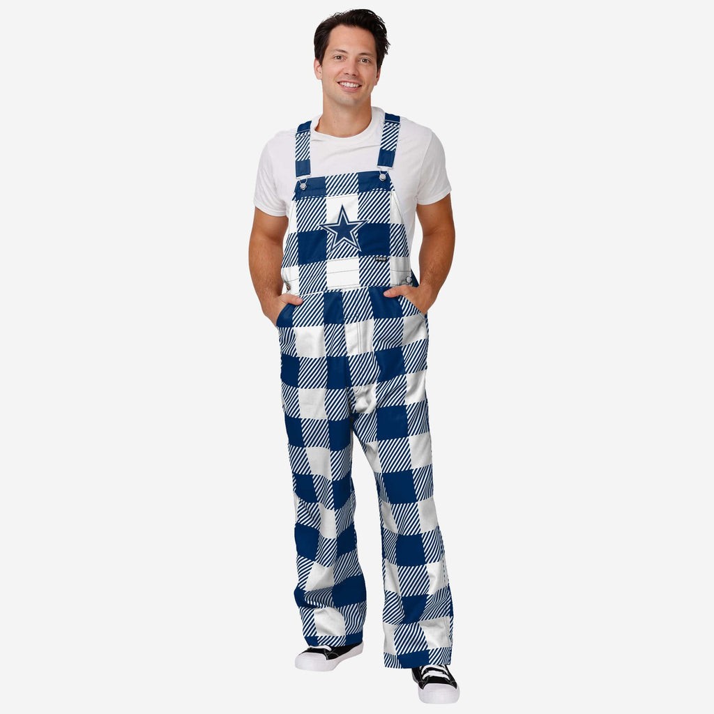 Dallas Cowboys Mens Plaid Bib Overalls FOCO S - FOCO.com