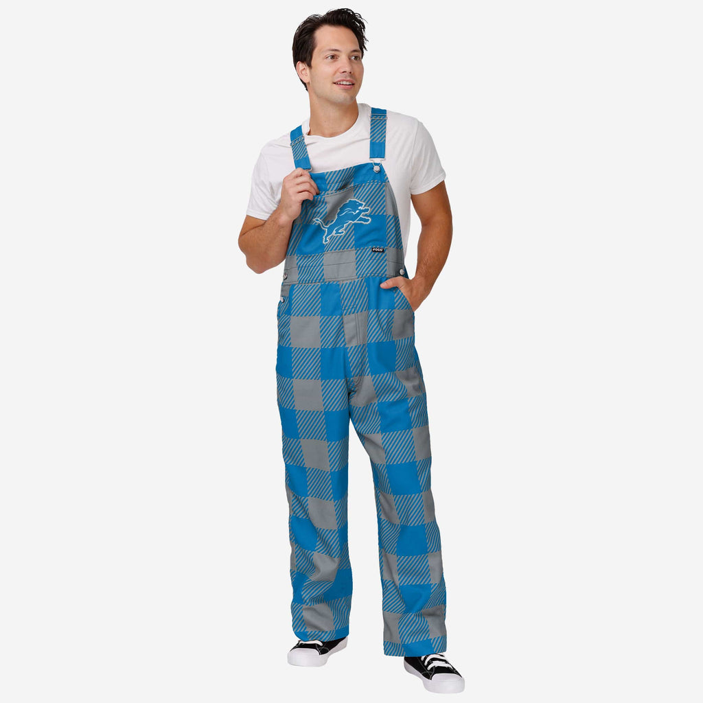 Detroit Lions Mens Plaid Bib Overalls FOCO S - FOCO.com