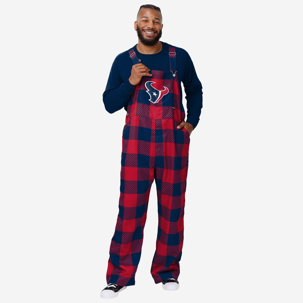 Houston Texans Mens Plaid Bib Overalls FOCO S - FOCO.com