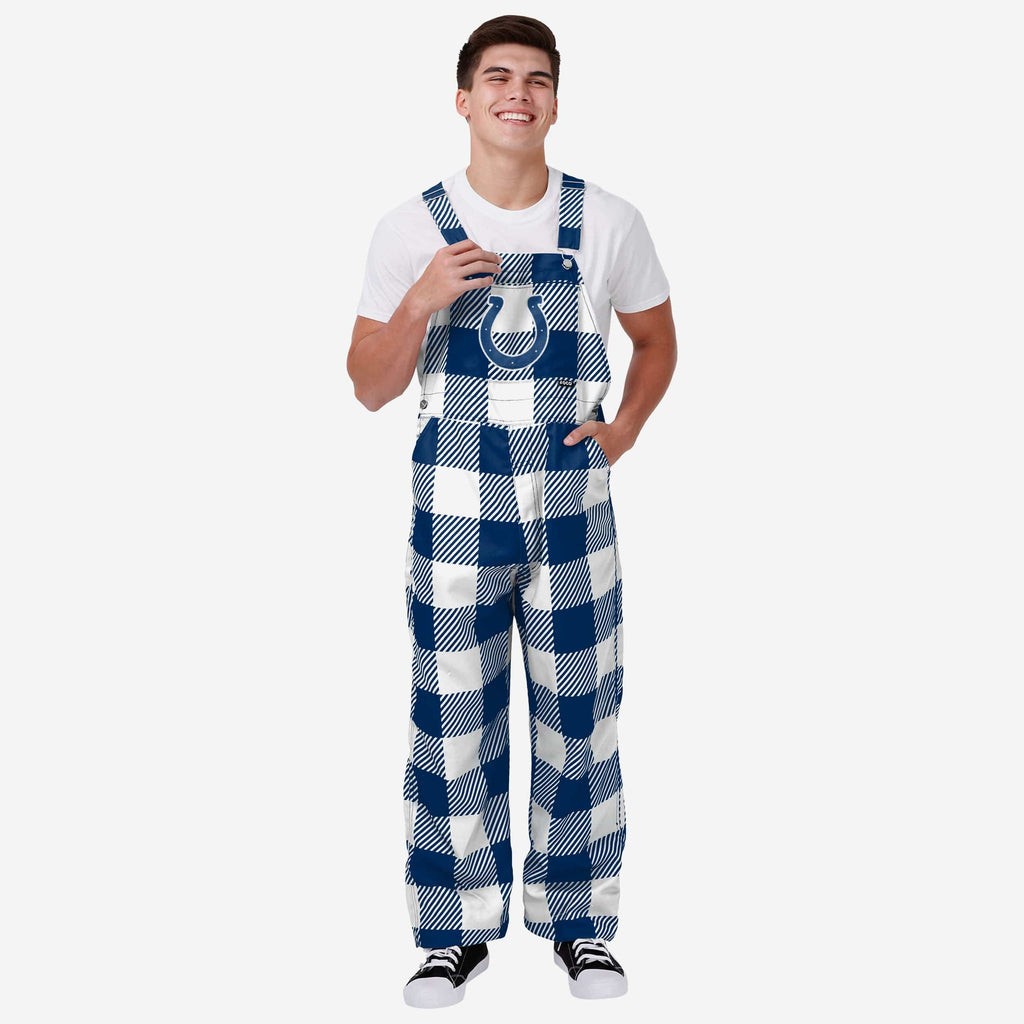 Indianapolis Colts Mens Plaid Bib Overalls FOCO S - FOCO.com