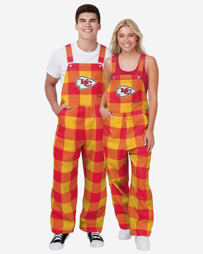 Kansas City Chiefs Mens Plaid Bib Overalls FOCO - FOCO.com