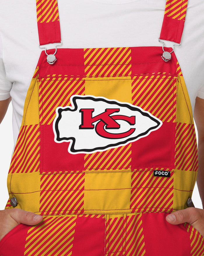 Kansas City Chiefs Mens Plaid Bib Overalls FOCO - FOCO.com