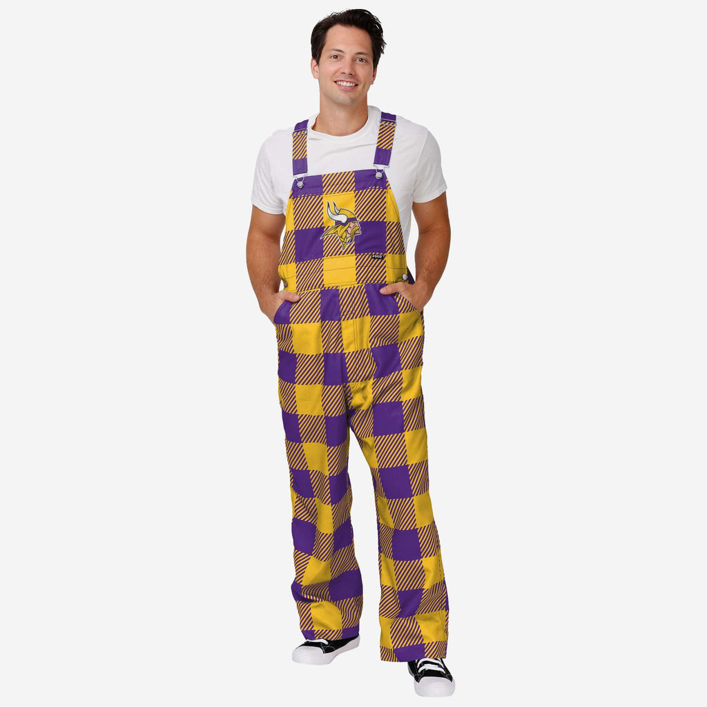 Minnesota Vikings Mens Plaid Bib Overalls FOCO S - FOCO.com