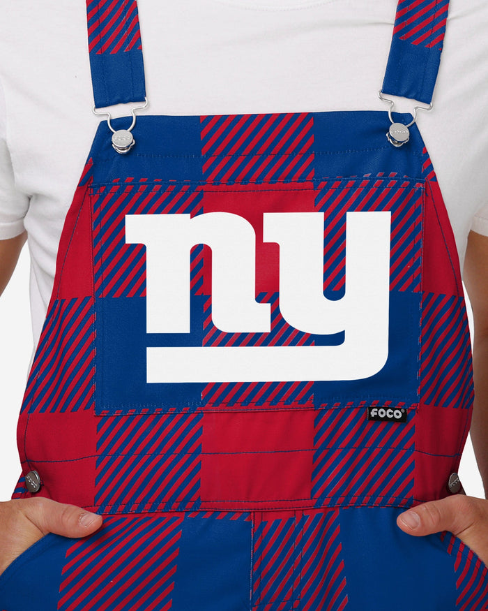 New York Giants Mens Plaid Bib Overalls FOCO - FOCO.com