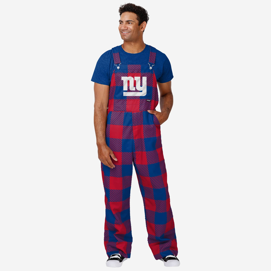 New York Giants Mens Plaid Bib Overalls FOCO S - FOCO.com