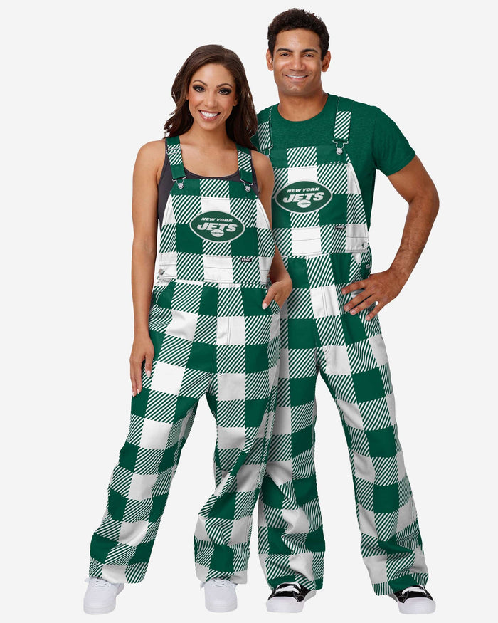 New York Jets Mens Plaid Bib Overalls FOCO - FOCO.com