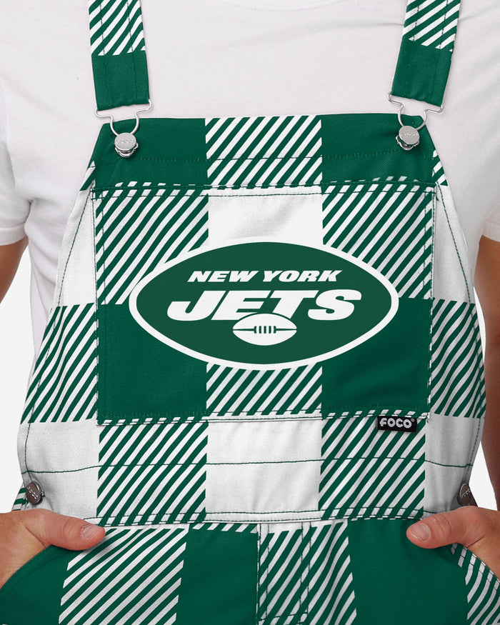 New York Jets Mens Plaid Bib Overalls FOCO - FOCO.com