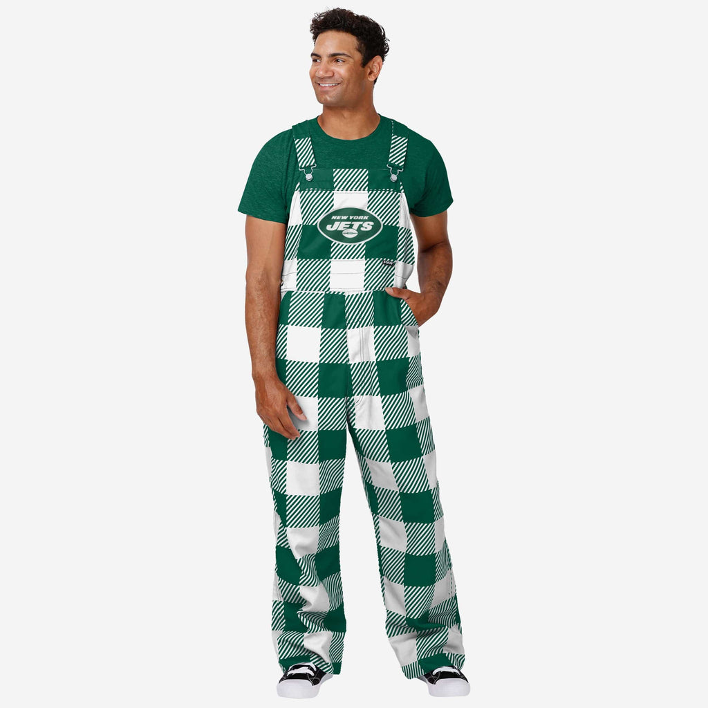 New York Jets Mens Plaid Bib Overalls FOCO S - FOCO.com