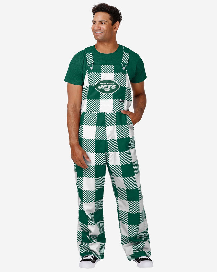 New York Jets Mens Plaid Bib Overalls FOCO S - FOCO.com