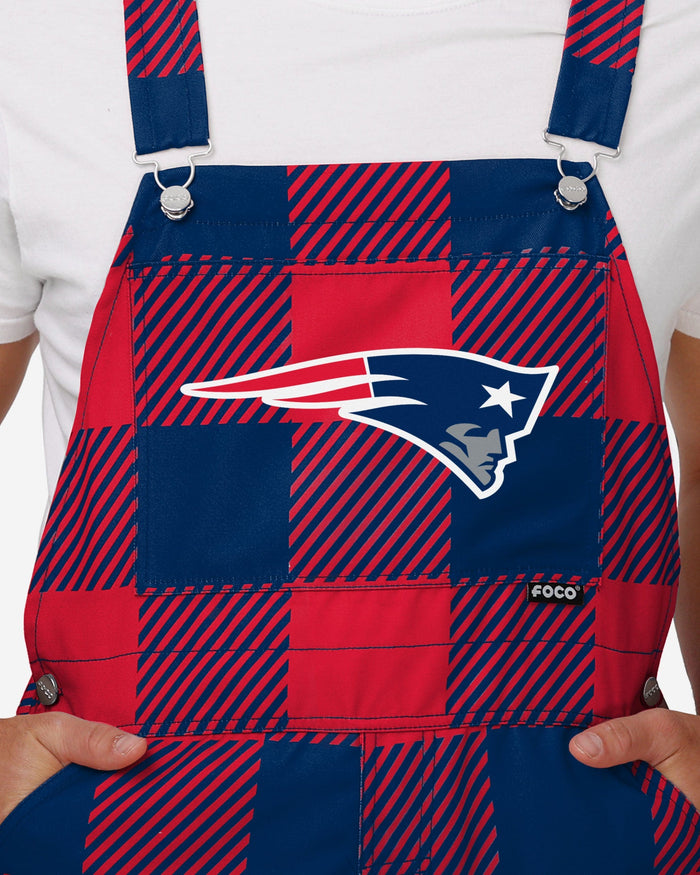 New England Patriots Mens Plaid Bib Overalls FOCO - FOCO.com