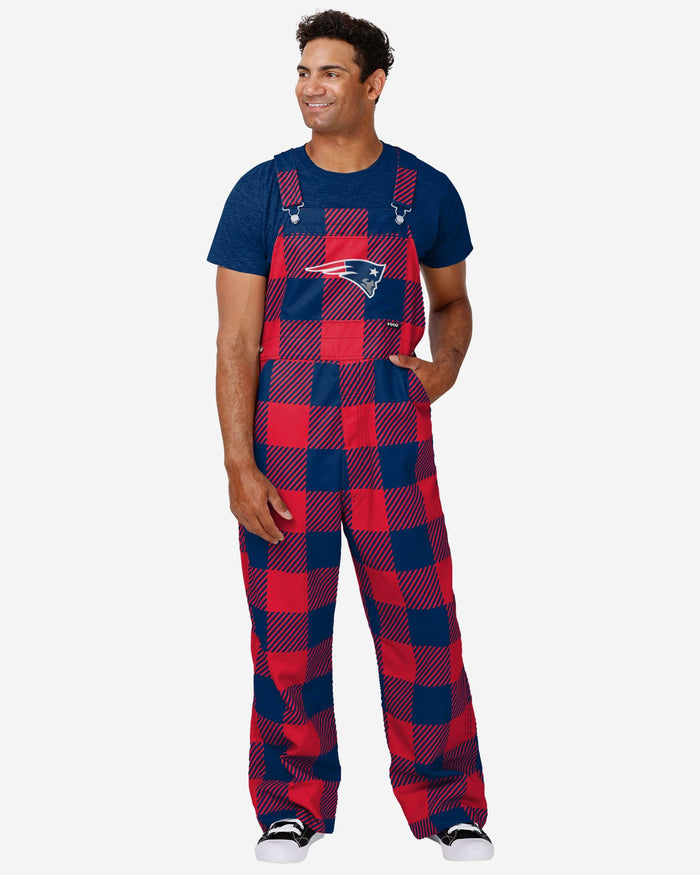 New England Patriots Mens Plaid Bib Overalls FOCO S - FOCO.com